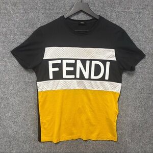 Fendi Roma mens casual cotton Yellow Tshirt size S
